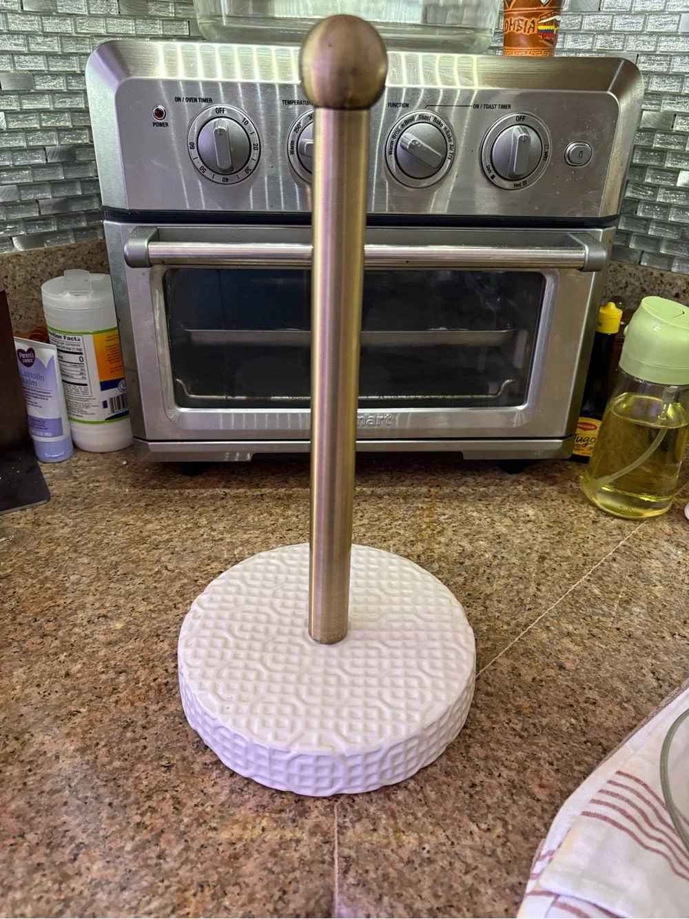 Threshold 2013 Gold & White Paper Towel Stand Textured Ceramic Base